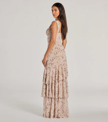Melonie Corset Ruffled Mermaid Floral Formal Dress