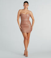 Dream Girl Faux Leather Glitter Corset Mini Dress