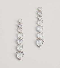 Glam Love Heart-Shaped Cubic Zirconia Duster Earrings