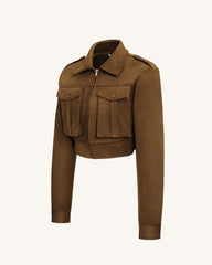 Adeline Faux Suede Jacket - Brown