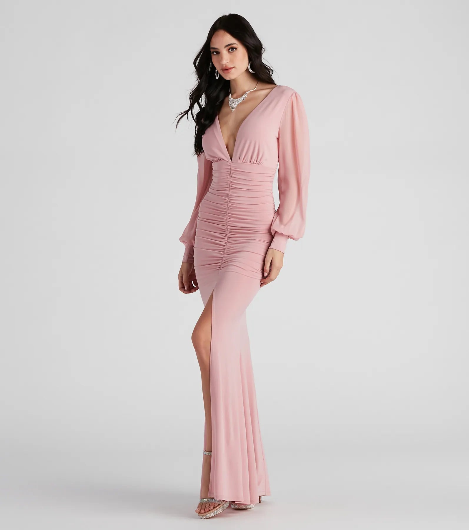 Piper High Slit Ruched Formal Dress