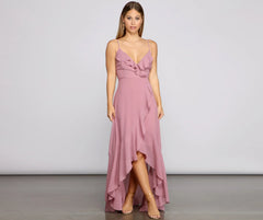 Frilly Romance Ruffled Chiffon High Low Dress