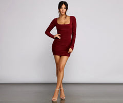 Keeping Knit Sultry Long Sleeve Mini Dress