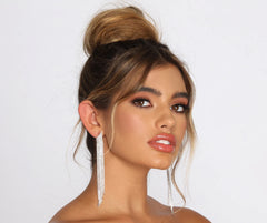 Just A Lil' Rhinestone Fringe Earrings