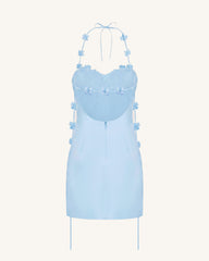 Floral Embellished Slip Mini Dress -Light Blue