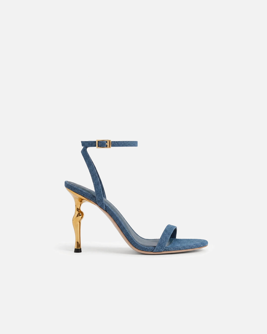 Alivia Gold Metal Heel Sandals - Denim Blue