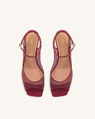 Serenity Open Toe Mesh Slingback Sandals - Burgundy