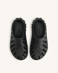 Tara Leaf Platform Clog - Black