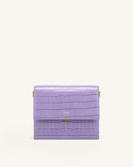 Mini Flap Crossbody - Purple Croc