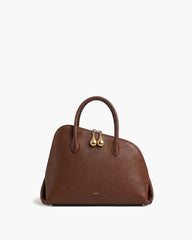 Pebbled Dome Top Handle Bag - Brown