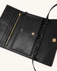 Woven Texture Flap Wallet - Black