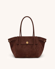 Nia Faux Suede Tote Bag - Brown